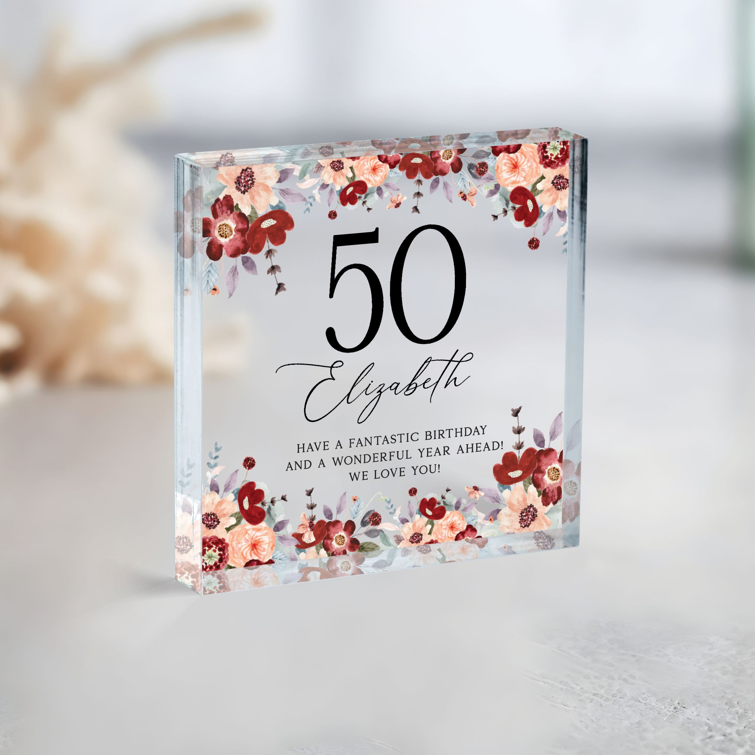 Birthday Plaque 4 Personalized Birthday Gift, Floral Birthday Plaque Gift for Women