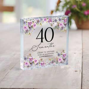 Personalized Birthday Gift, Floral Birthday Plaque Gift for Women