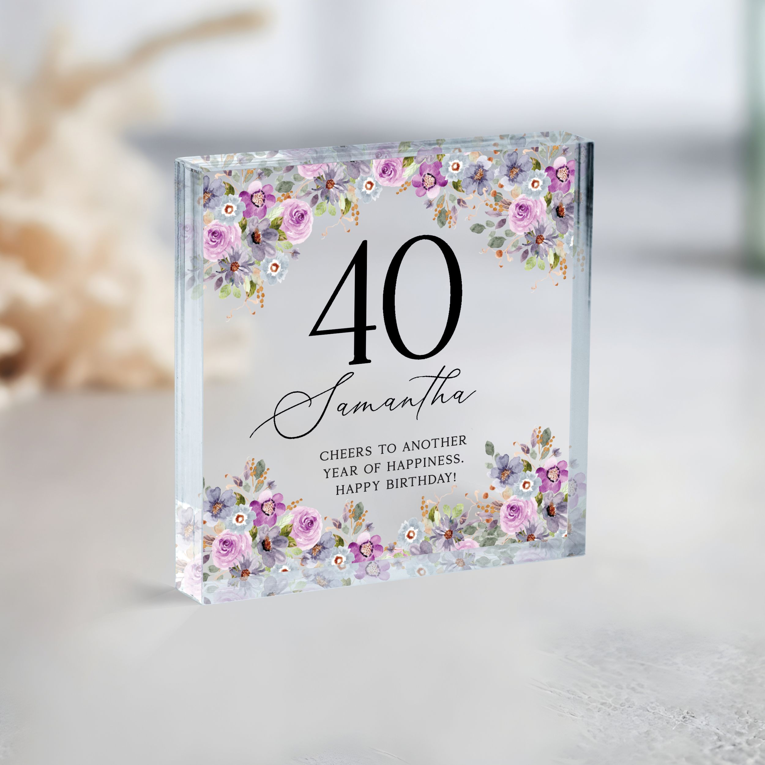 Birthday Plaque 5 Personalized Birthday Gift, Floral Birthday Plaque Gift for Women
