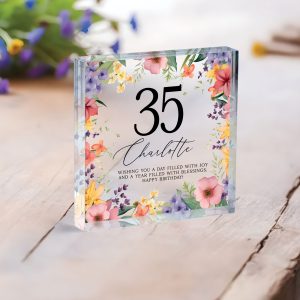 Personalized Birthday Gift, Floral Birthday Plaque Gift for Women