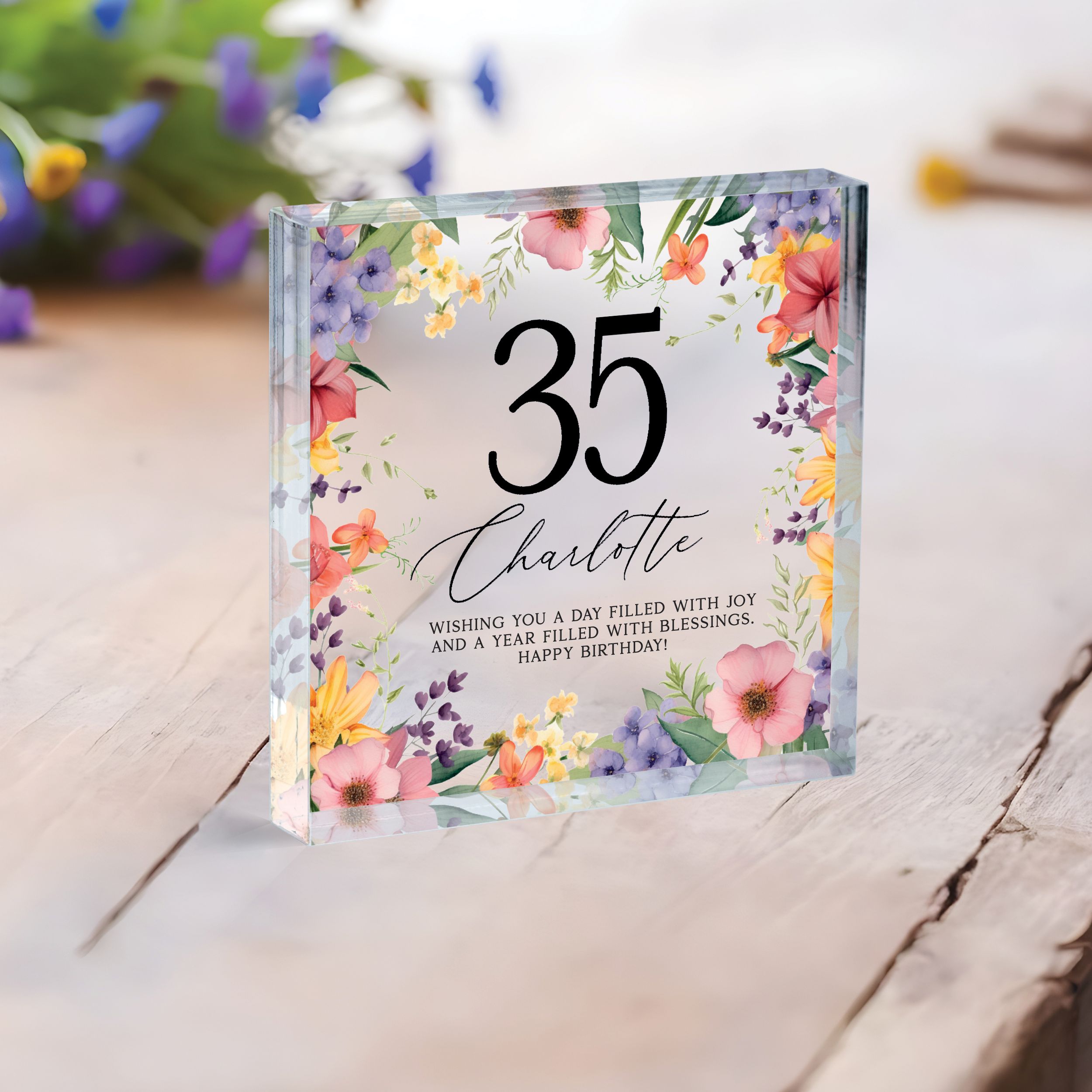 Birthday Plaque 6.1 Personalized Birthday Gift, Floral Birthday Plaque Gift for Women
