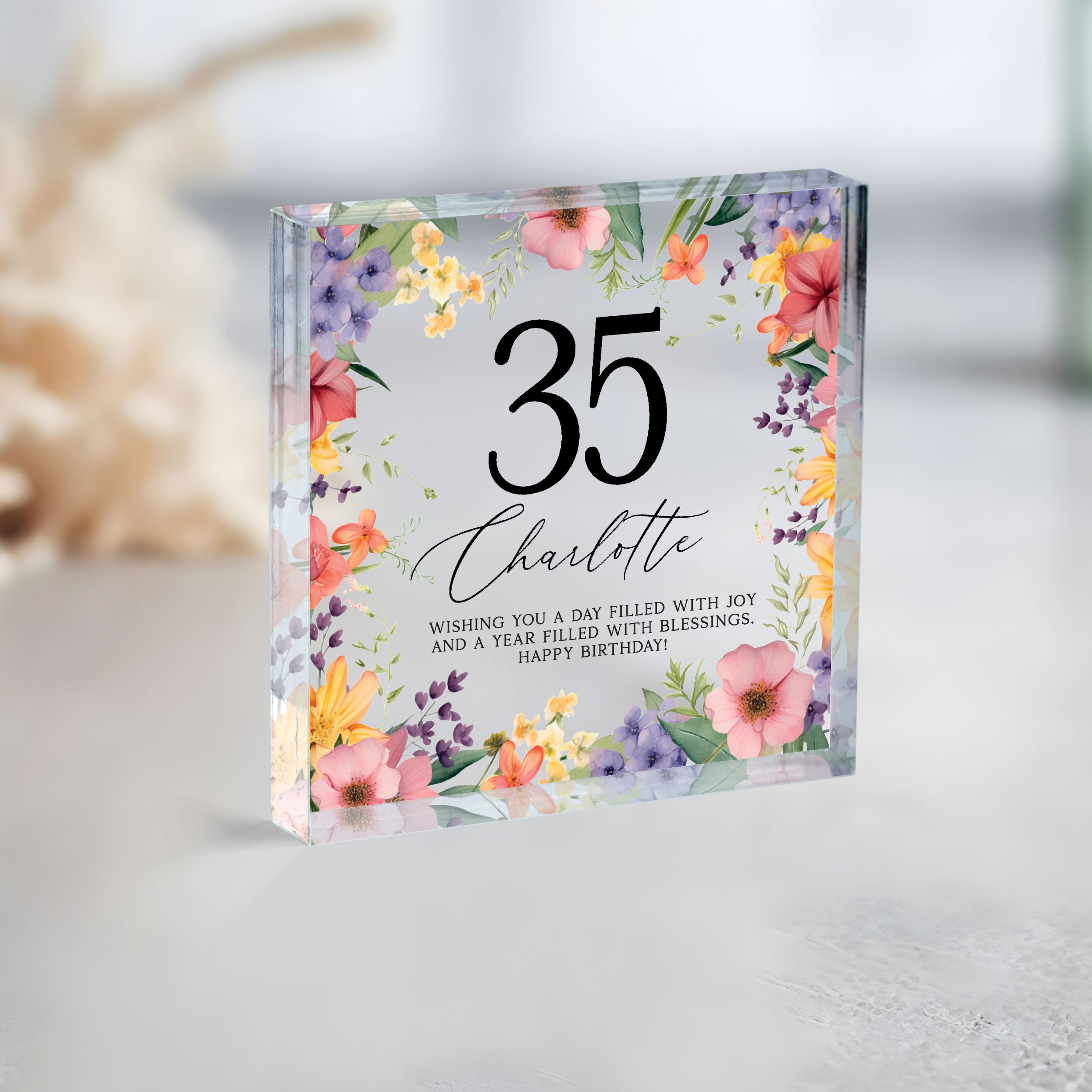 Birthday Plaque 6 Personalized Birthday Gift, Floral Birthday Plaque Gift for Women