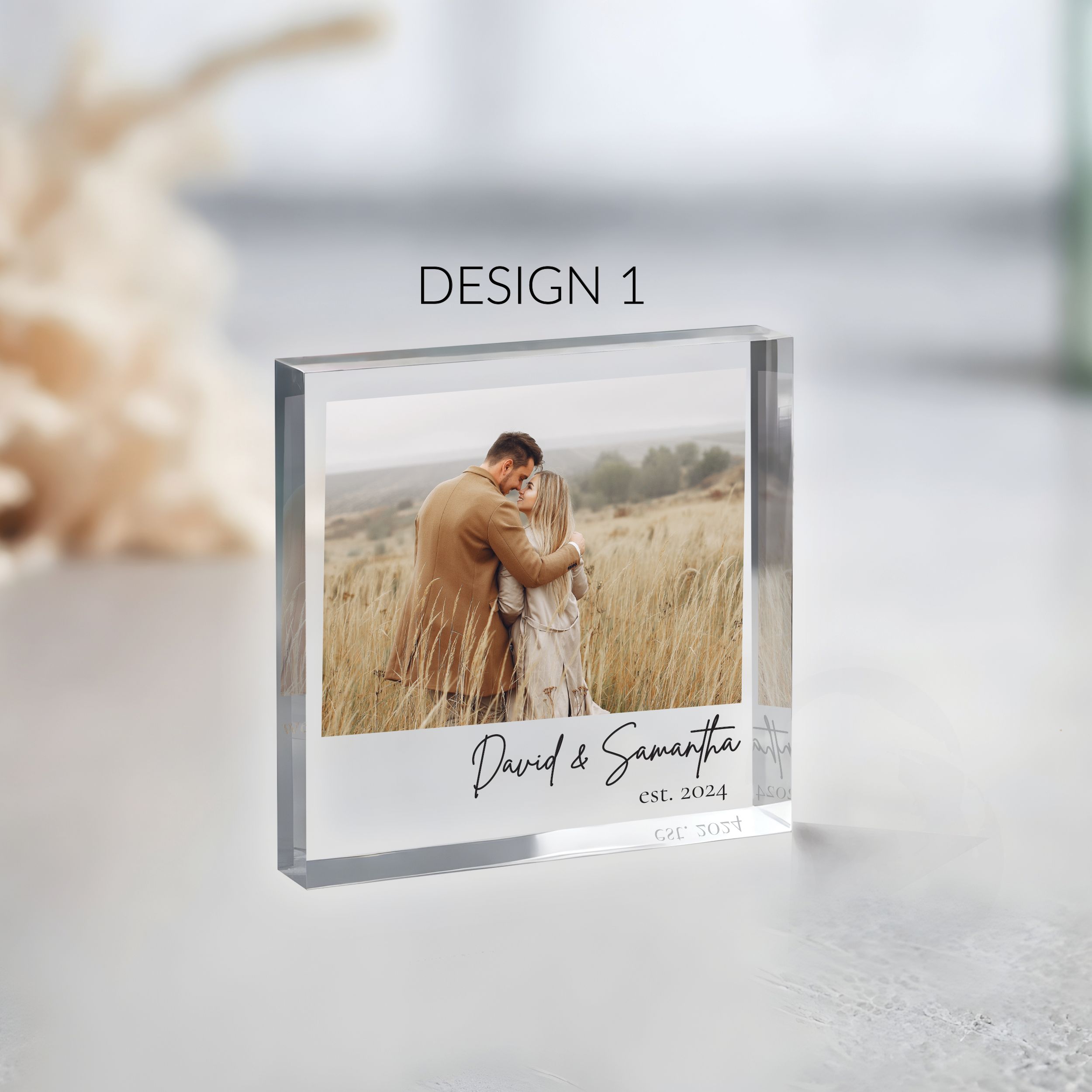 Couple Two Designs Square Plaque 12 Personalized Acrylic Photo Block, Custom Photo Acrylic Plaque