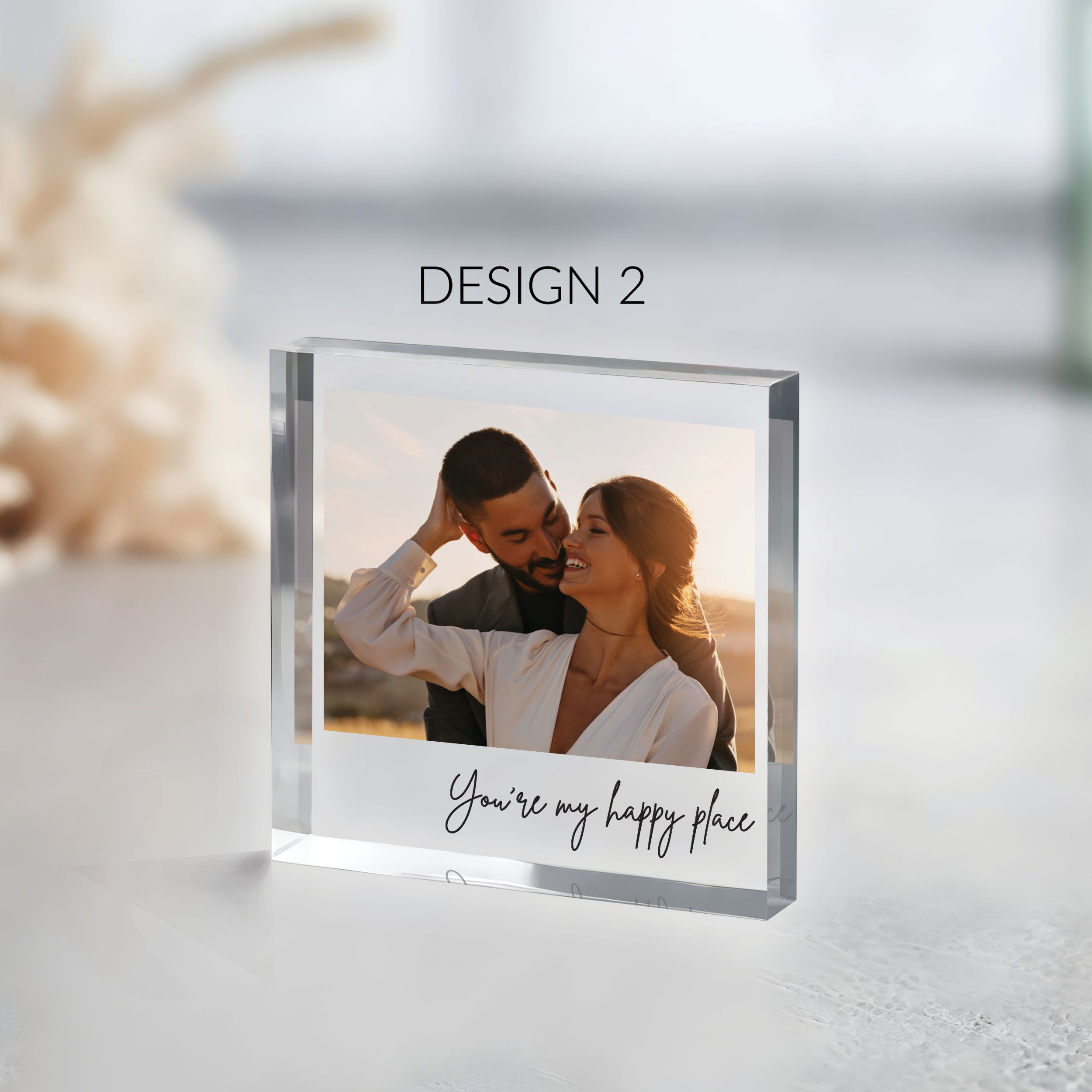 Couple Two Designs Square Plaque 13 Personalized Acrylic Photo Block, Custom Photo Acrylic Plaque