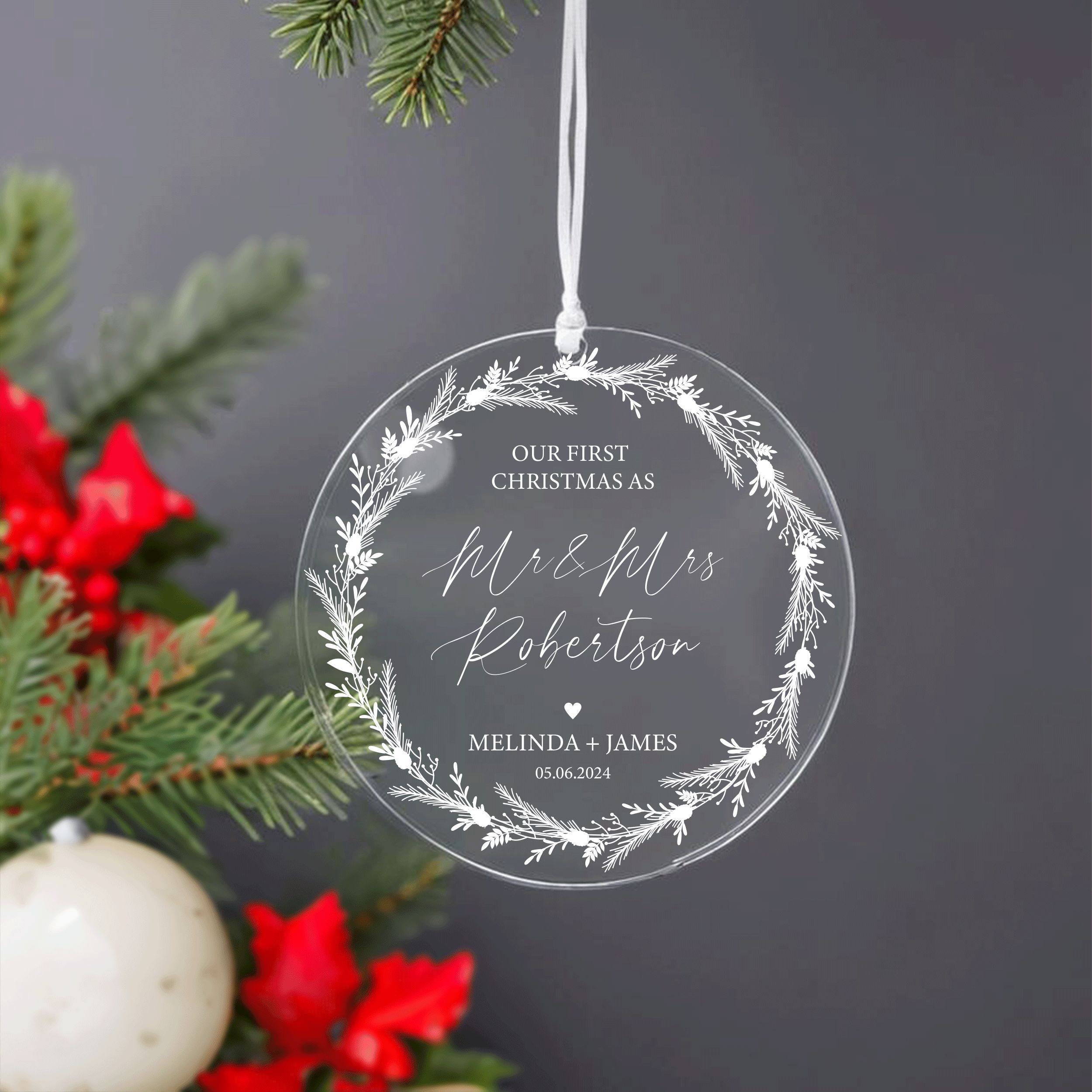 DTSP01---Our-First-Christmas-as-Mr&Mrs_0000_Group-6 Mr and Mrs Christmas Ornament, Personalized Christmas Gift