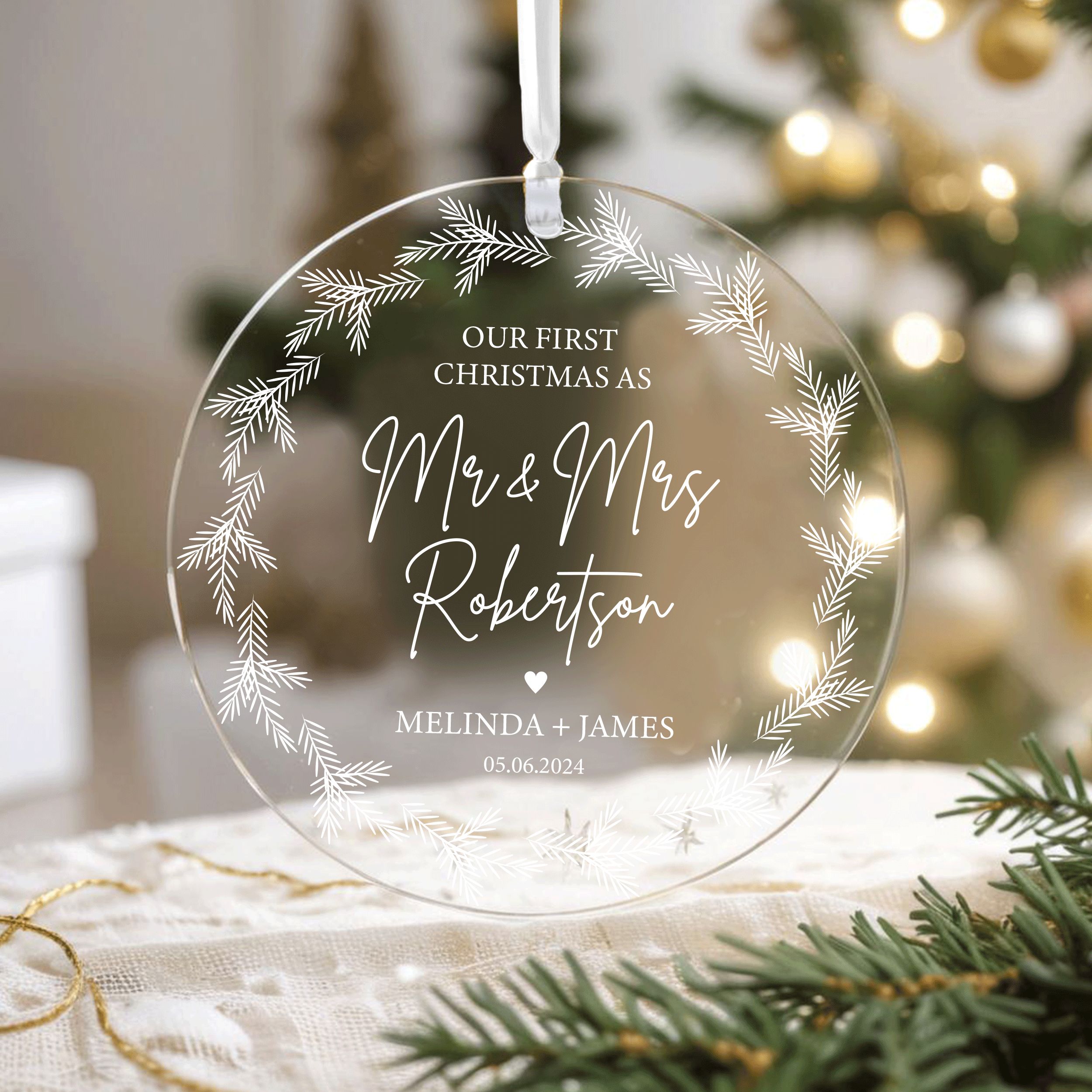DTSP08---Our-First-Christmas-as-Mr&Mrs_0003_Group-3 Newlyweds Christmas Ornament, First Christmas Married Gift