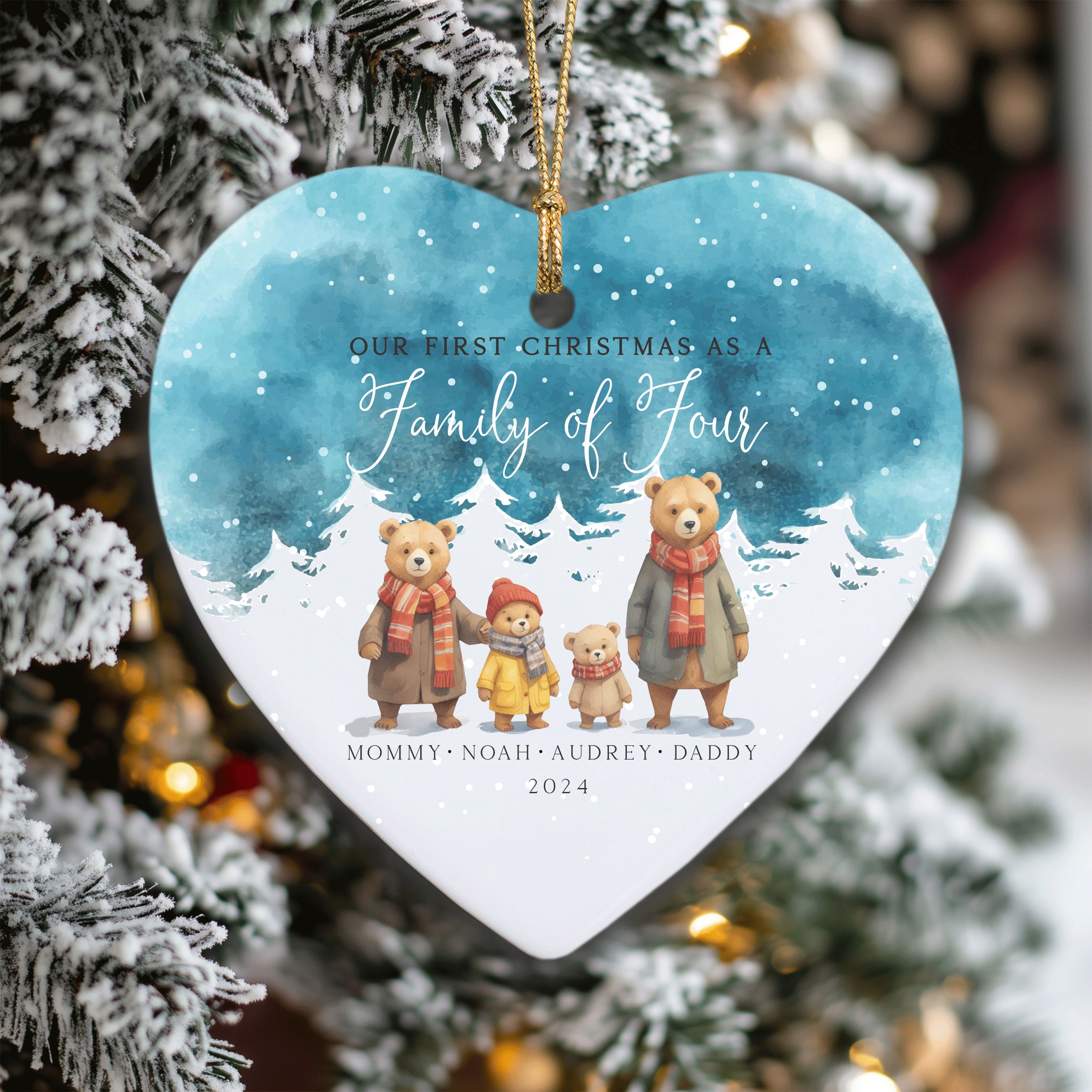 DTSP17---Family-of-Four_0003_Group-9 Bear Family Christmas Ornament, Watercolor Christmas Ornament