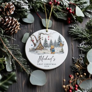 Baby Boy First Christmas Ornament, Bear Baby 1st Christmas Gift