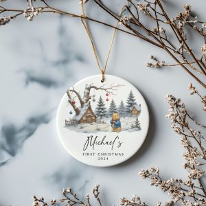 Baby Boy First Christmas Ornament, Bear Baby 1st Christmas Gift