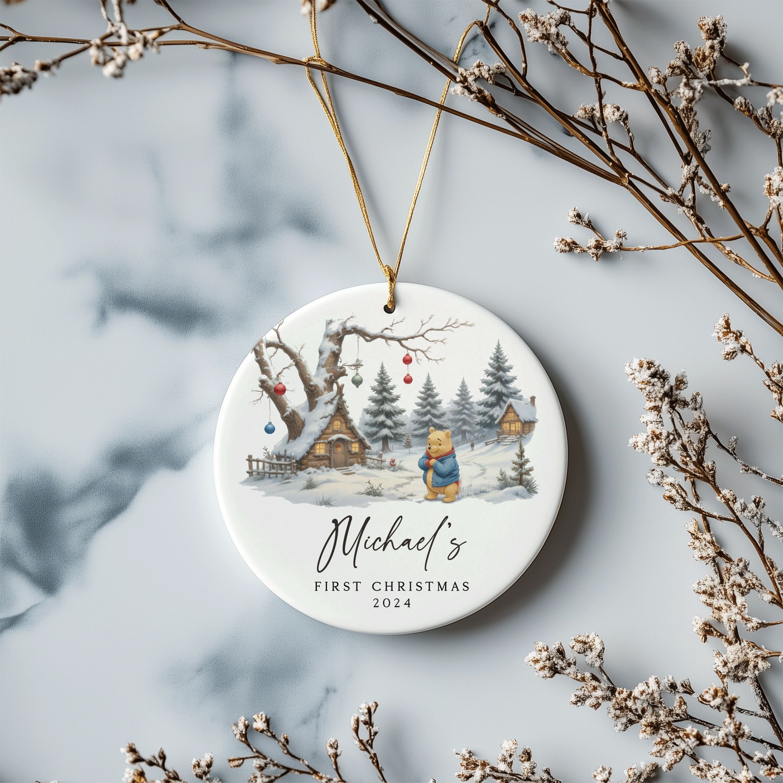 DTSP22---Name-and-Year-First-Christmas-Bear_0007_Group-4 Baby Boy First Christmas Ornament, Bear Baby 1st Christmas Gift