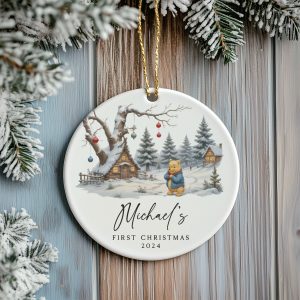 Baby Boy First Christmas Ornament, Bear Baby 1st Christmas Gift