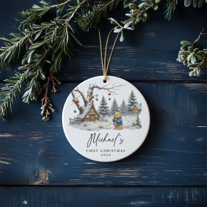 Baby Boy First Christmas Ornament, Bear Baby 1st Christmas Gift