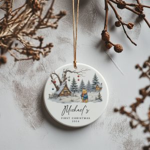 Baby Boy First Christmas Ornament, Bear Baby 1st Christmas Gift