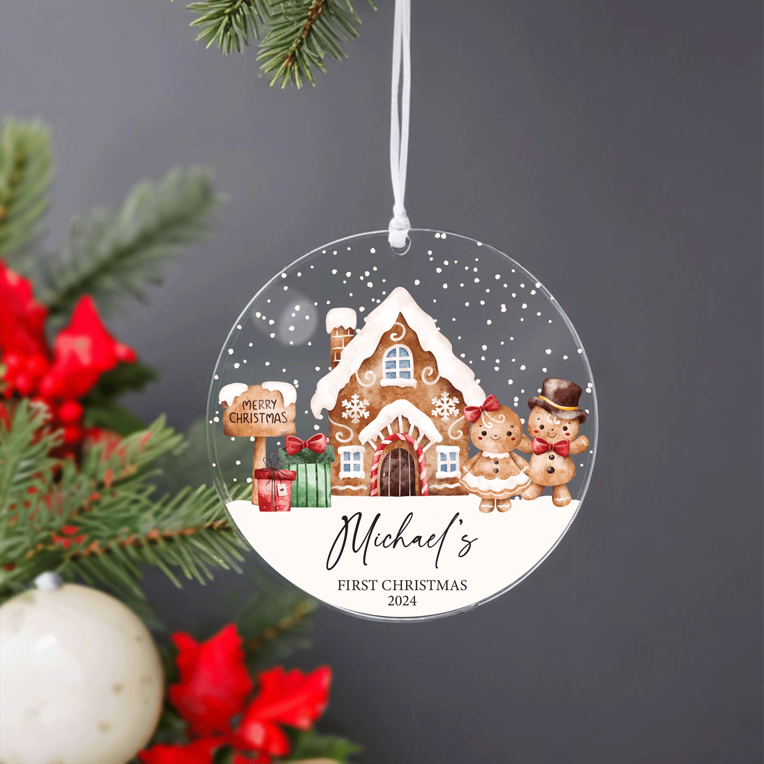 DTSP24---Name-First-Christmas_0000_Group-6 Gingerbread Baby Christmas Ornament, Baby First Christmas Gift