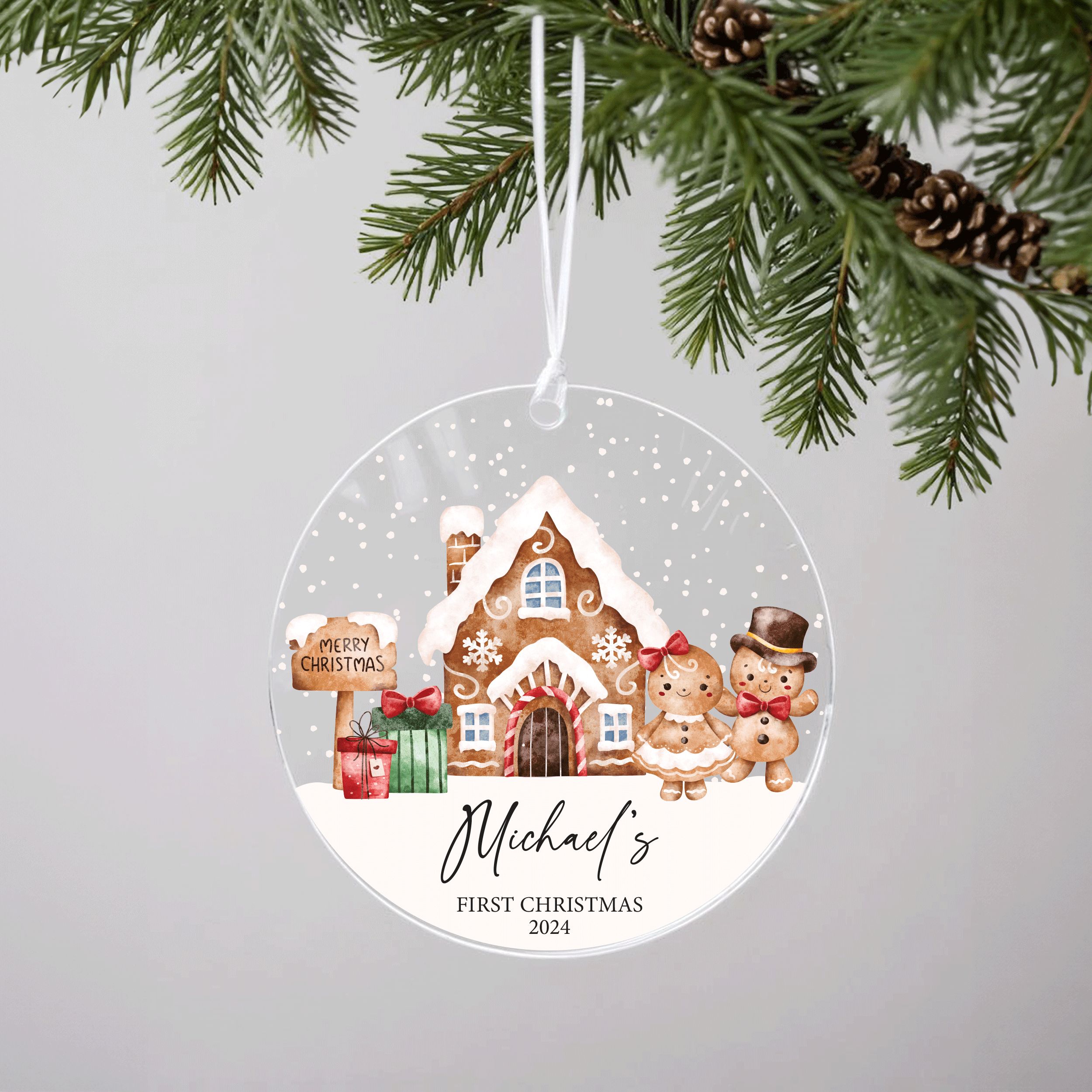 DTSP24---Name-First-Christmas_0001_Group-7 Gingerbread Baby Christmas Ornament, Baby First Christmas Gift