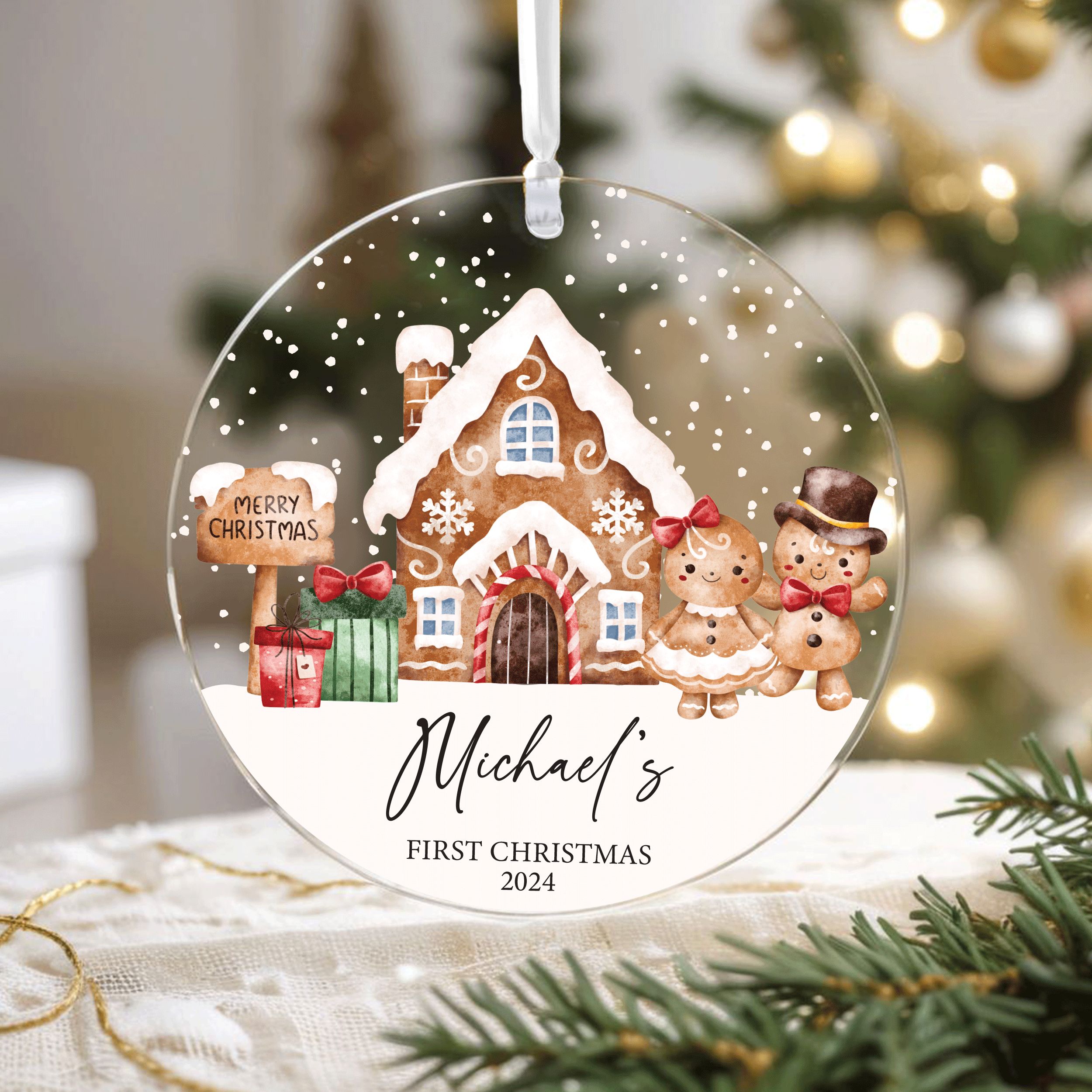 DTSP24---Name-First-Christmas_0003_Group-3 Gingerbread Baby Christmas Ornament, Baby First Christmas Gift
