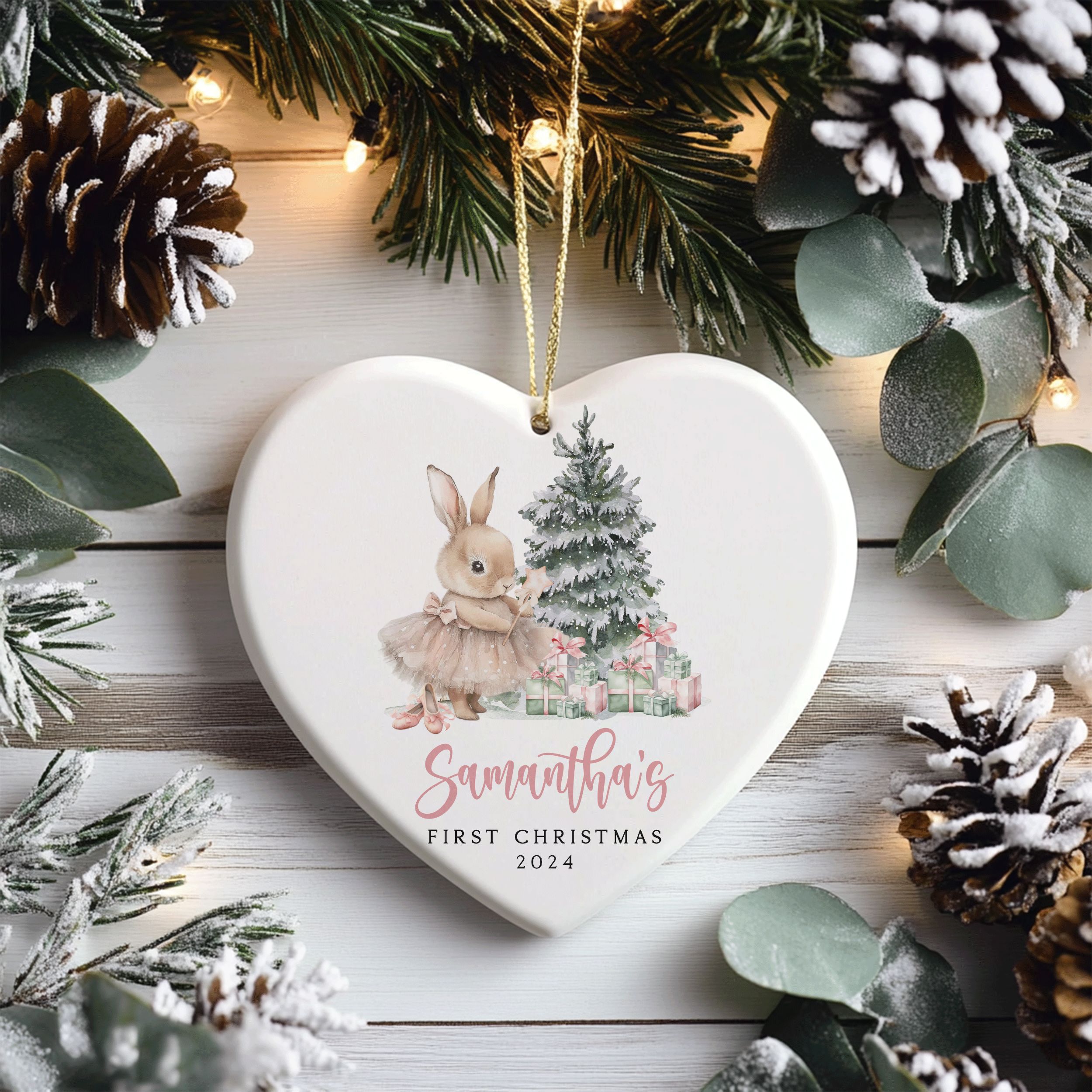 DTSP25---Name-and-Year-First-Christmas-Bunny_0001_Group-12 Baby Girl First Christmas Ornament, Baby's First Christmas Gift