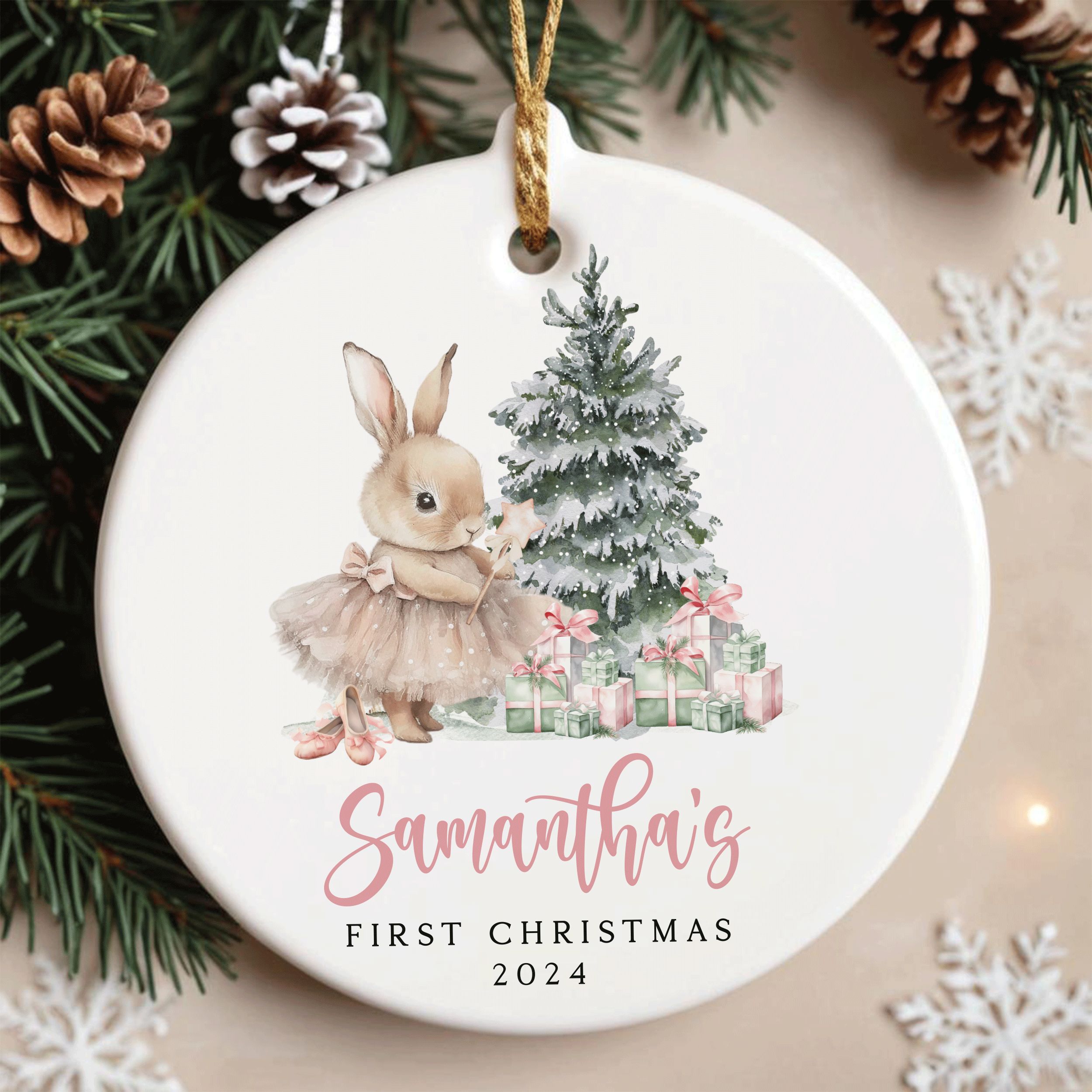 DTSP25---Name-and-Year-First-Christmas-Bunny_0005_Group-2 Baby Girl First Christmas Ornament, Baby's First Christmas Gift