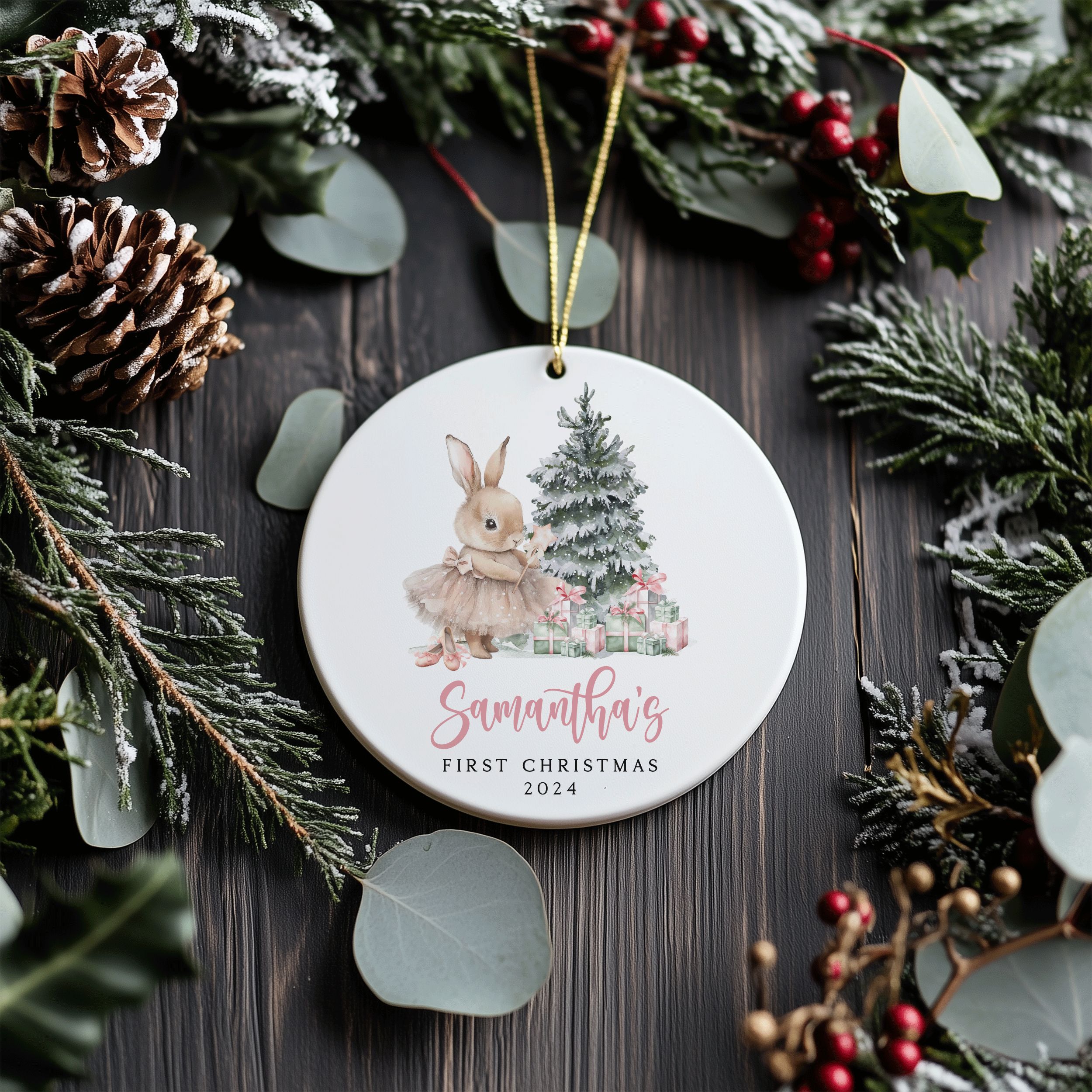 DTSP25---Name-and-Year-First-Christmas-Bunny_0006_Group-3 Baby Girl First Christmas Ornament, Baby's First Christmas Gift