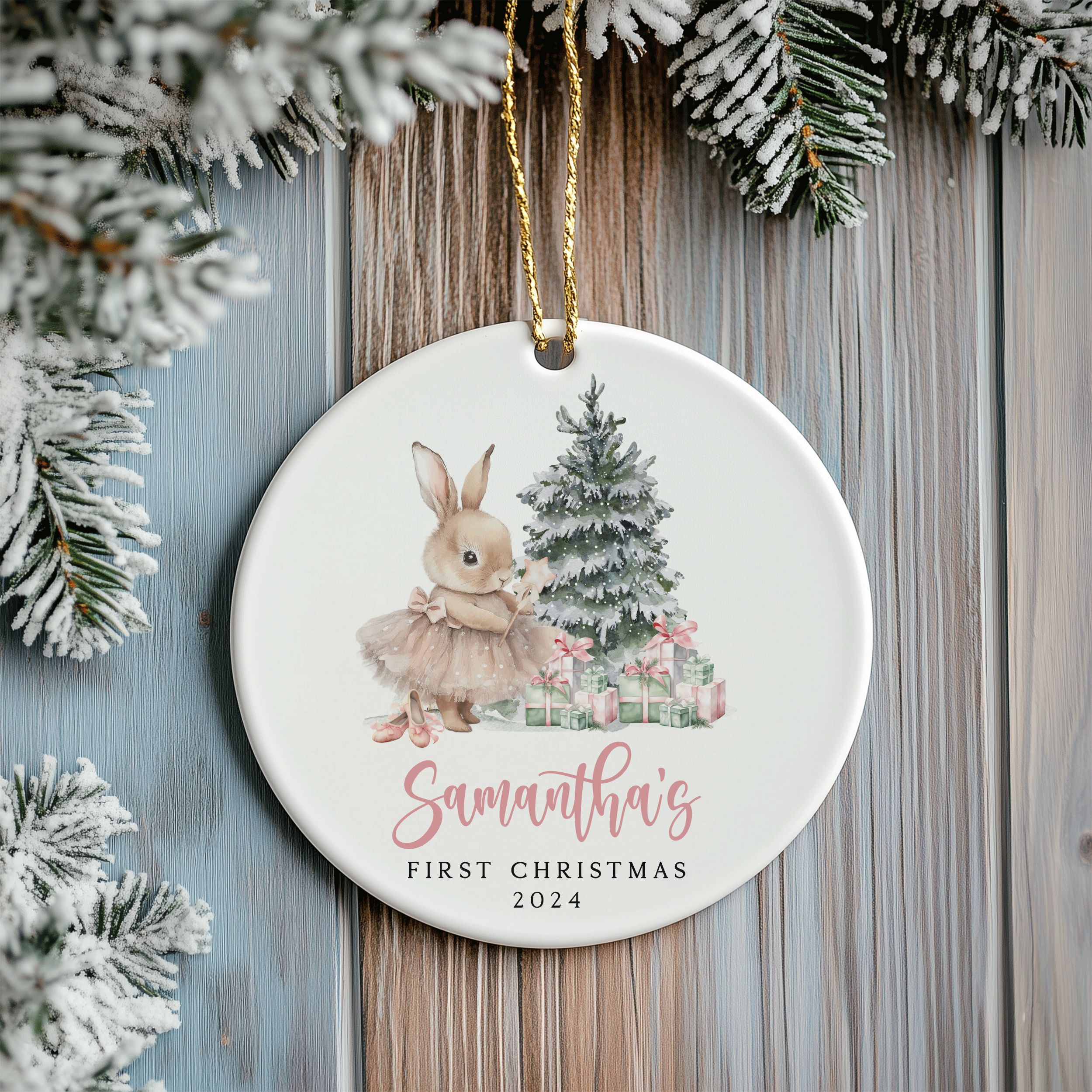 DTSP25---Name-and-Year-First-Christmas-Bunny_0008_Group-5 Baby Girl First Christmas Ornament, Baby's First Christmas Gift