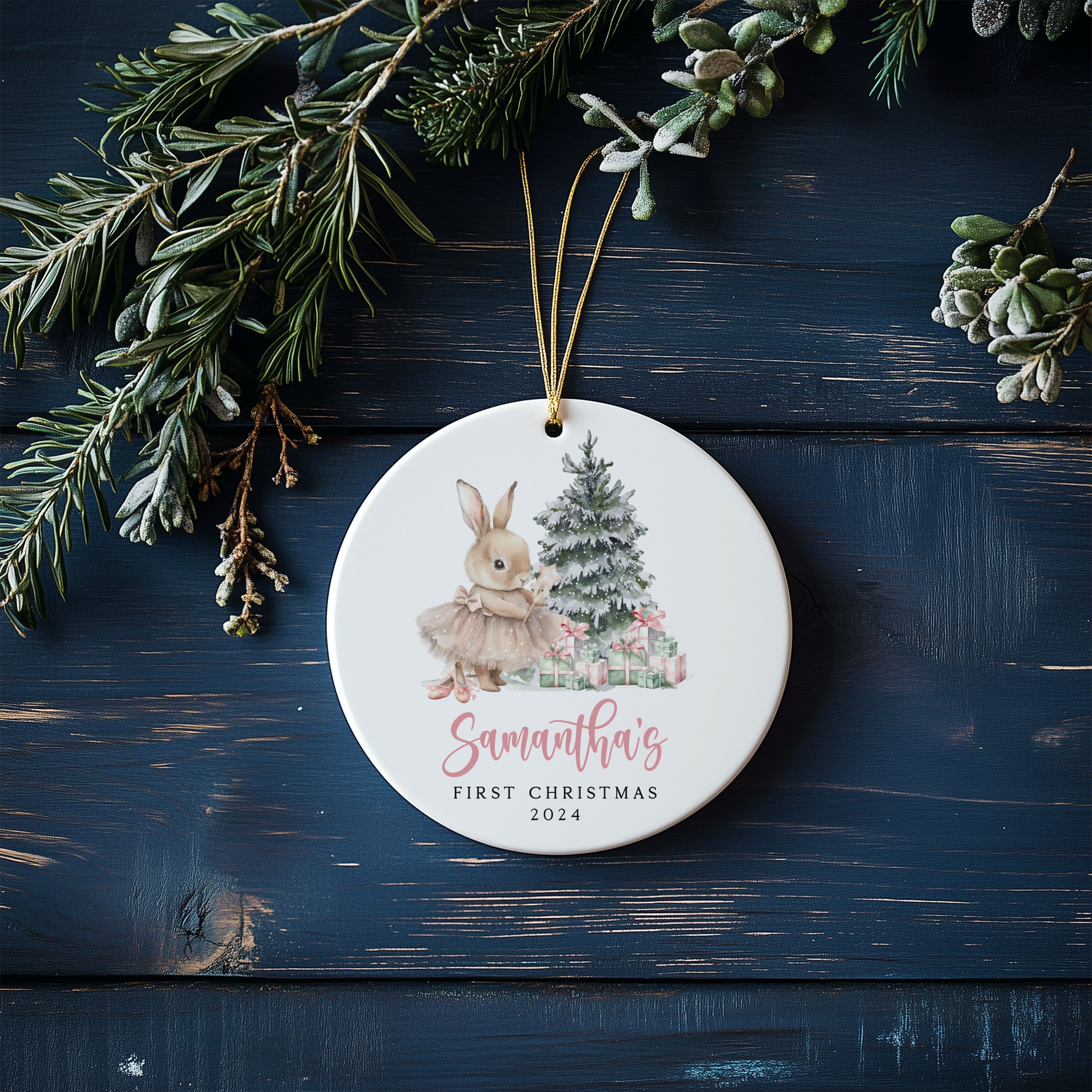 DTSP25---Name-and-Year-First-Christmas-Bunny_0009_Group-6 Baby Girl First Christmas Ornament, Baby's First Christmas Gift