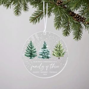 New Baby Christmas Ornament, Family of Three Christmas Gift
