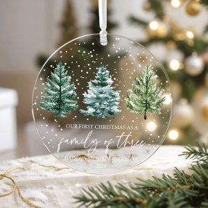 New Baby Christmas Ornament, Family of Three Christmas Gift