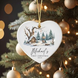 Baby Boy First Christmas Ornament, Bear Baby 1st Christmas Gift, Personalized Christmas Ornament