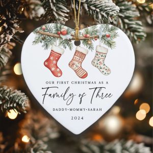 Personalized Family Christmas Ornament, Family of Three