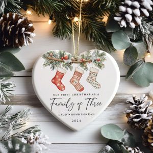 Personalized Family Christmas Ornament, Family of Three