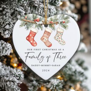 Personalized Family Christmas Ornament, Family of Three