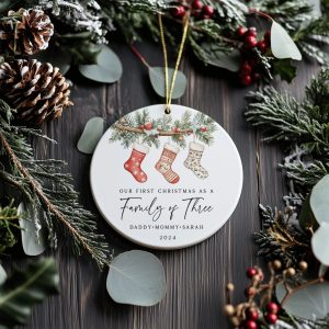 Personalized Family Christmas Ornament, Family of Three