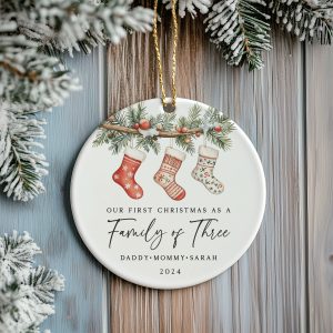 Personalized Family Christmas Ornament, Family of Three