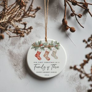 Personalized Family Christmas Ornament, Family of Three