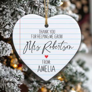 Thank You Teacher Ornament, Personalized Teacher Gift