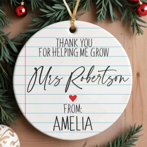 Thank You Teacher Ornament, Personalized Teacher Gift