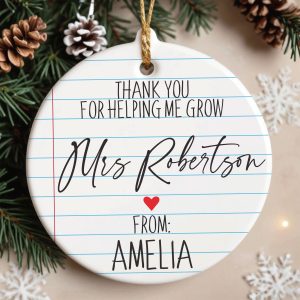 Thank You Teacher Ornament, Personalized Teacher Gift