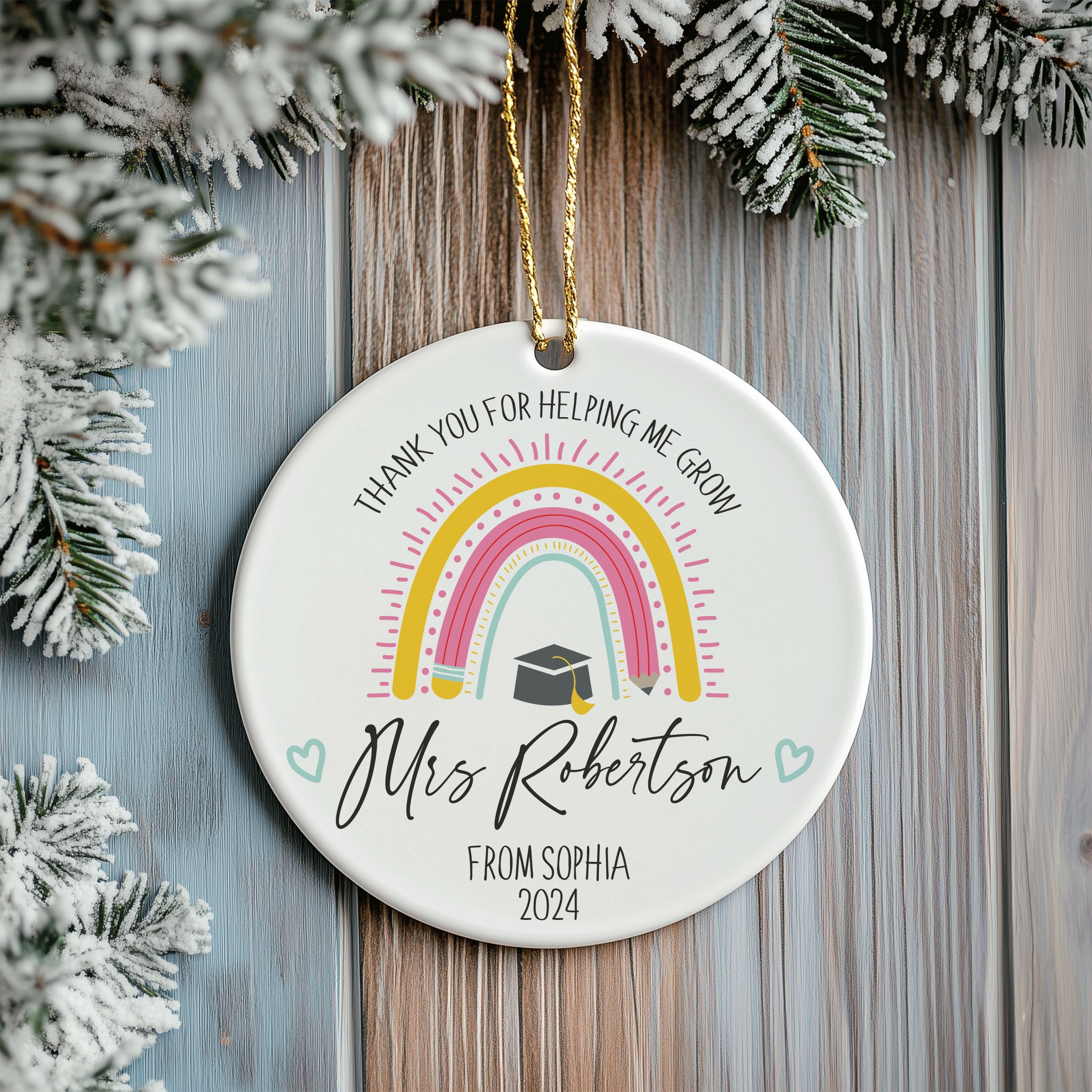 DTSP35---Teacher-Name-Rainbows_0004_Group-5 Custom Teacher Ornament, Teacher Gift
