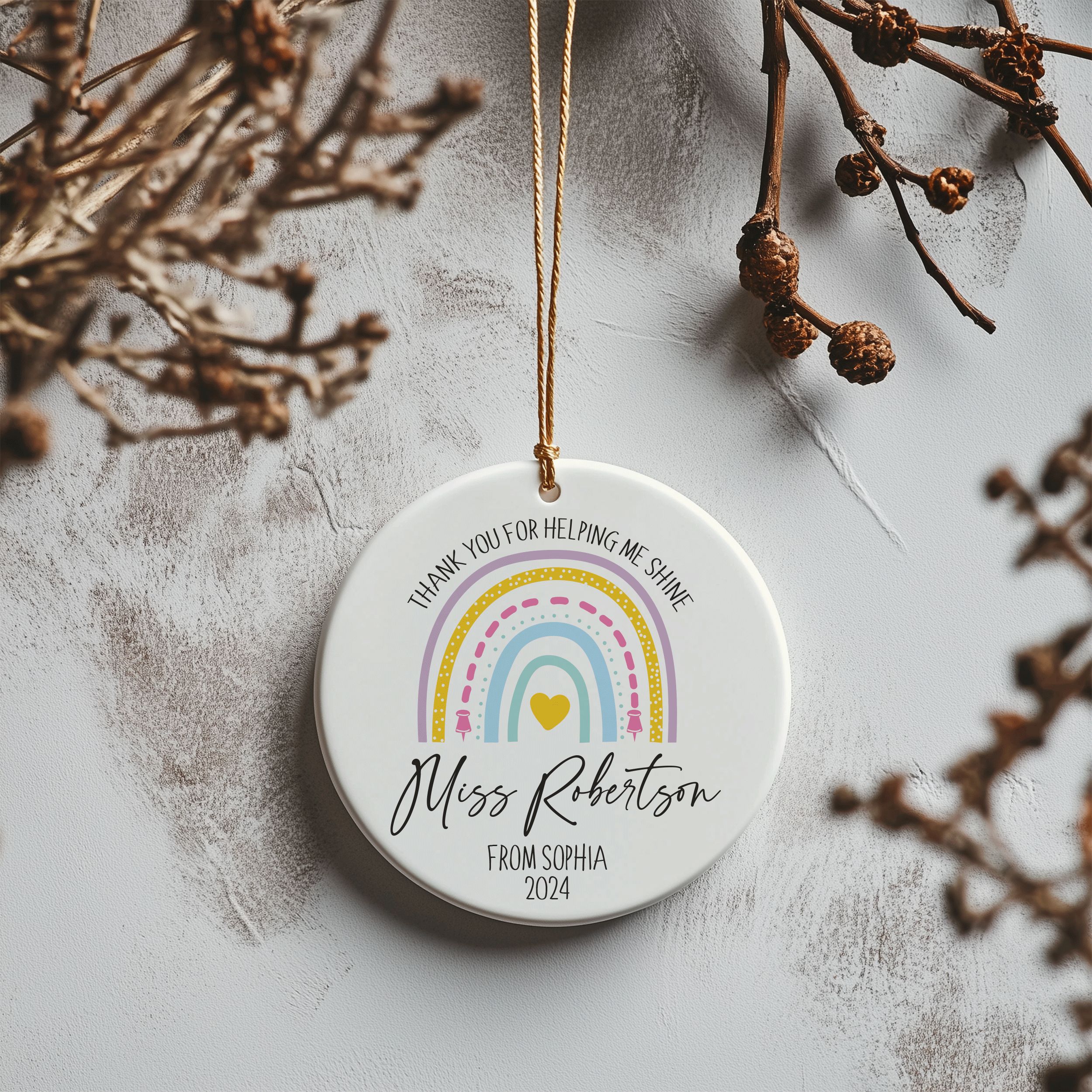 DTSP35---Teacher-Name-Rainbows_0006_Group-7 Custom Teacher Ornament, Teacher Gift