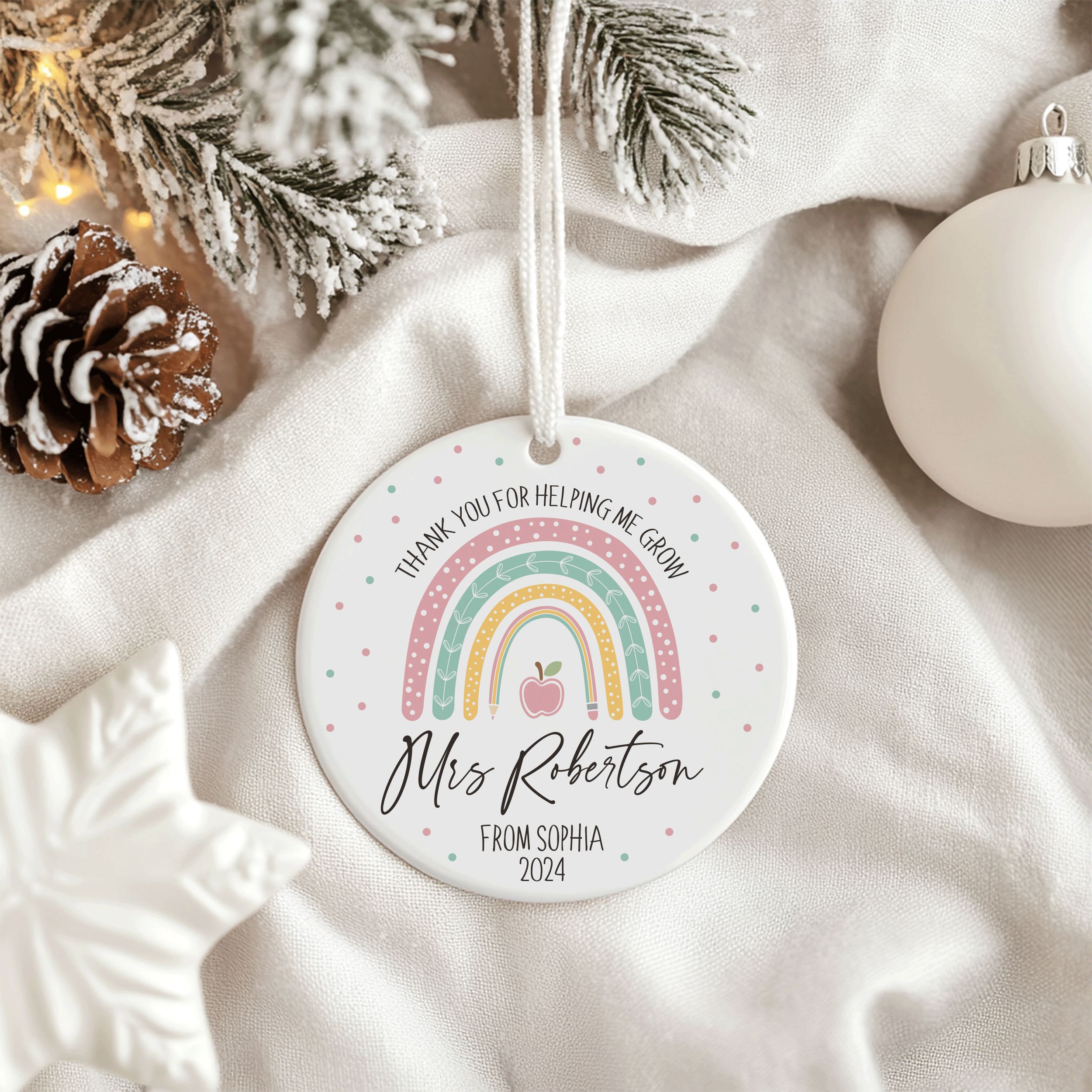 DTSP35---Teacher-Name-Rainbows_0007_Group-8 Custom Teacher Ornament, Teacher Gift