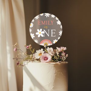 Daisy 1st Birthday Cake Topper, Retro Birthday Acrylic Cake Topper