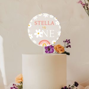 Daisy 1st Birthday Cake Topper, Retro Birthday Acrylic Cake Topper