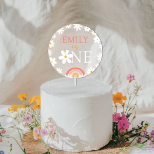 Daisy 1st Birthday Cake Topper, Retro Birthday Acrylic Cake Topper