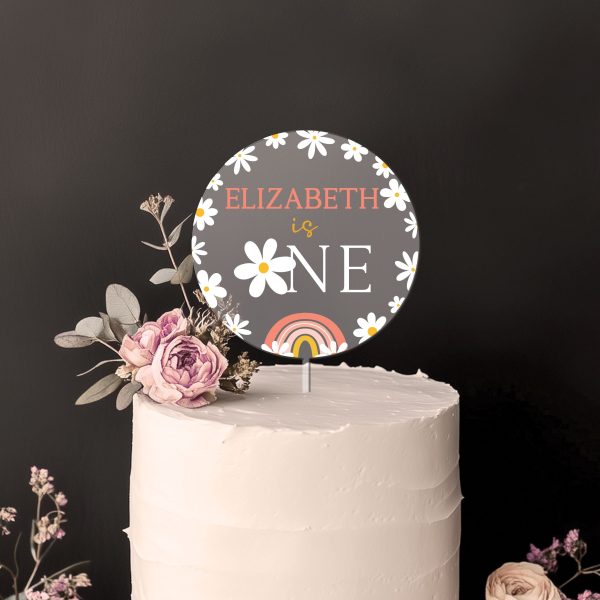 Daisy 1st Birthday Cake Topper, Retro Birthday Acrylic Cake Topper