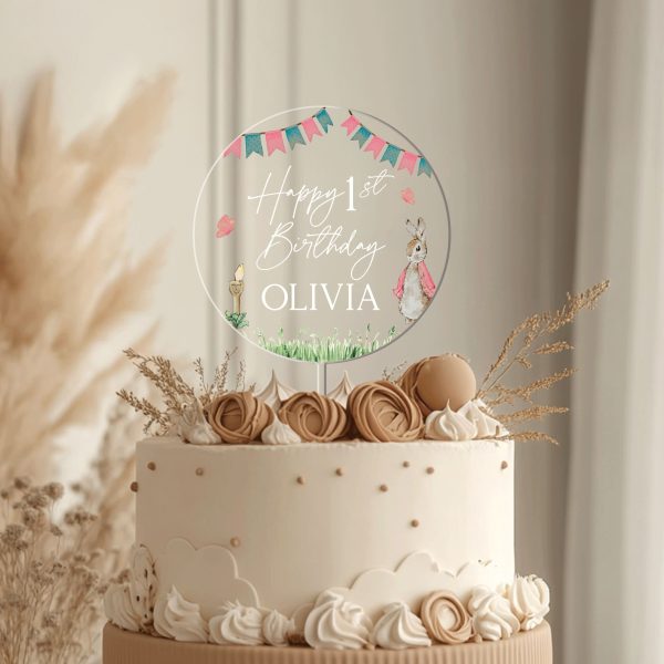 Baby Girl 1st Birthday Cake Topper, Peter Rabbit Cake Topper