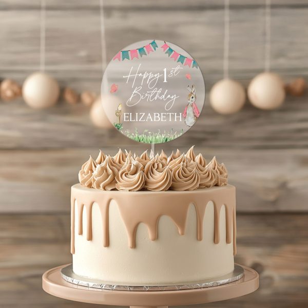 Baby Girl 1st Birthday Cake Topper, Peter Rabbit Cake Topper