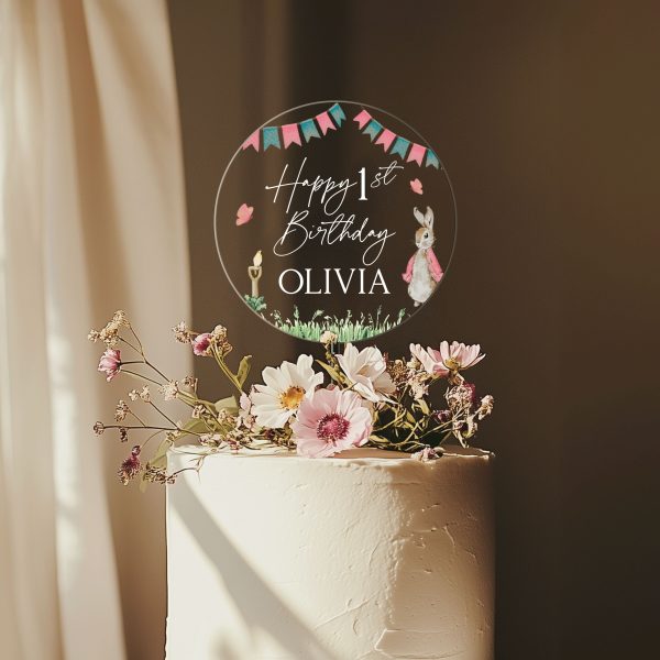 Baby Girl 1st Birthday Cake Topper, Peter Rabbit Cake Topper