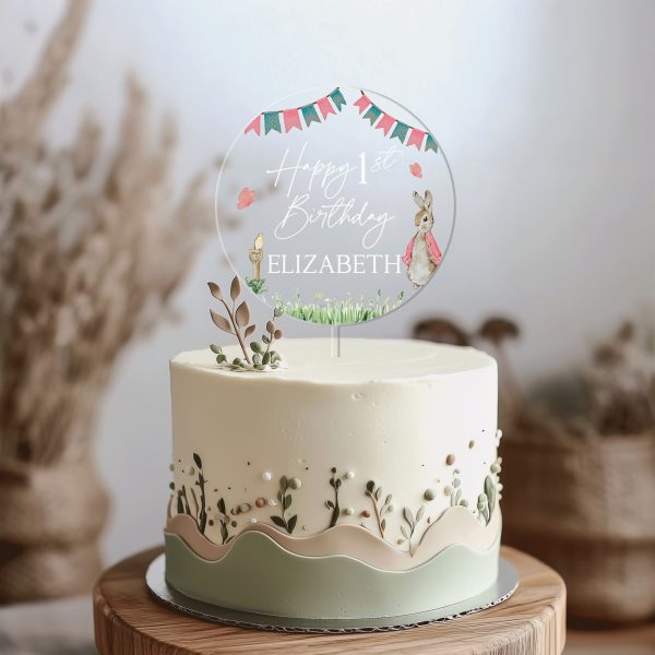Baby Girl 1st Birthday Cake Topper, Peter Rabbit Cake Topper