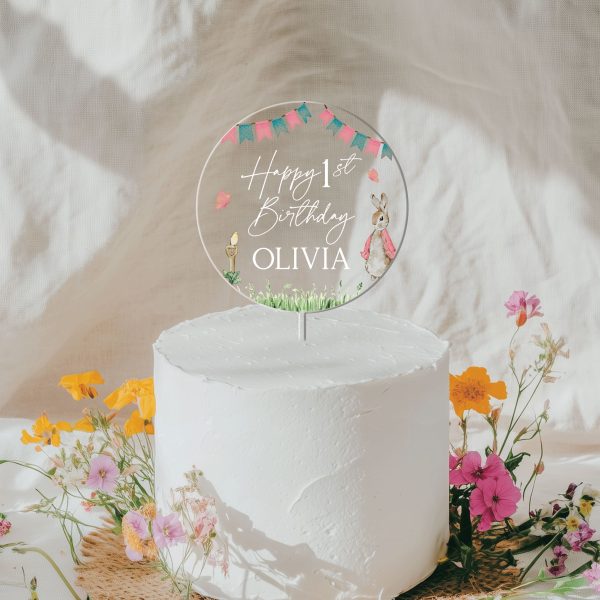 Baby Girl 1st Birthday Cake Topper, Peter Rabbit Cake Topper