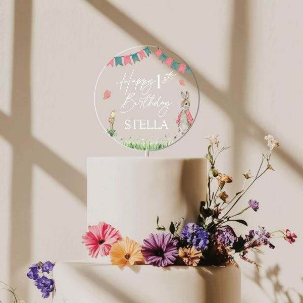 Baby Girl 1st Birthday Cake Topper, Peter Rabbit Cake Topper